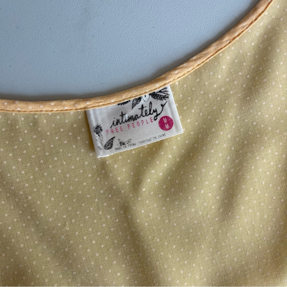✨Free People Intimately | Lemon Yellow Voile and Lace Trapeze Slip Dress - Picture 8 of 16